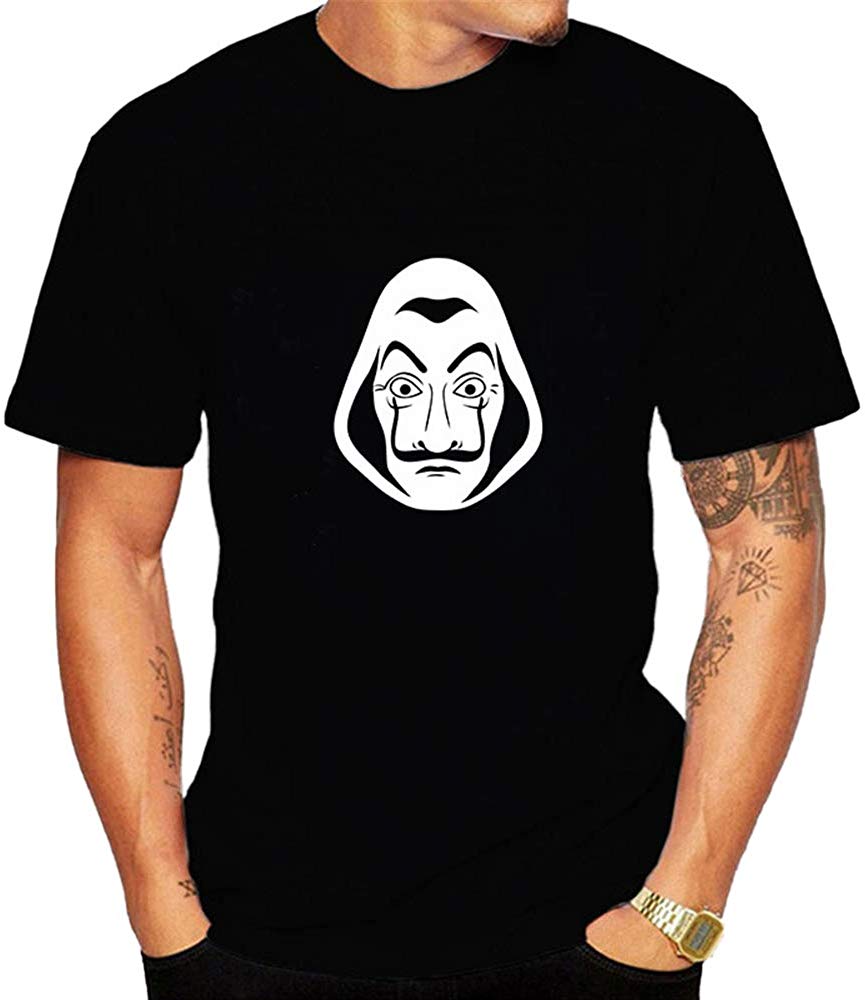 La Casa De Papel for Man Casual Print Short Sleeve Top£¨Style 2£© B-black T-Shirt