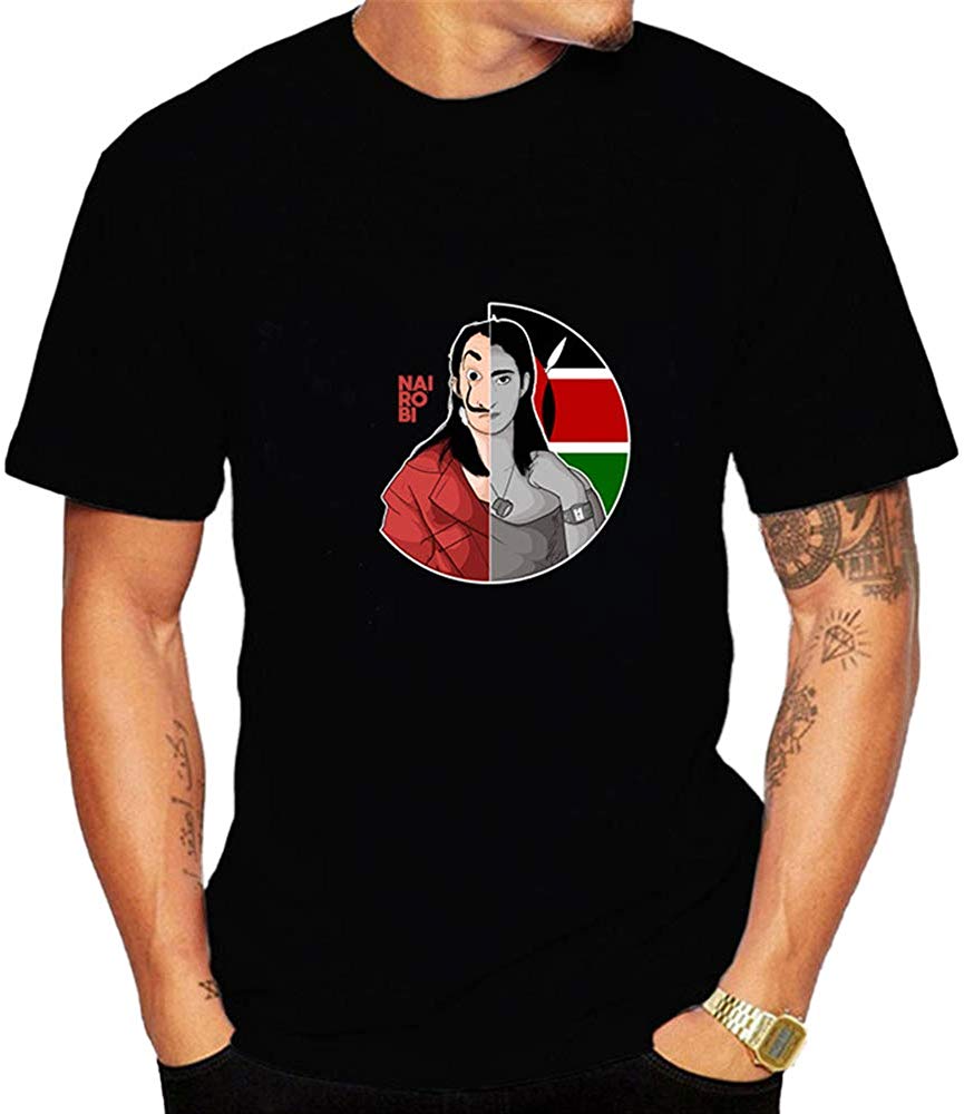 La Casa De Papel for Man Casual Print Short Sleeve Top£¨Style 2£© C-black T-Shirt