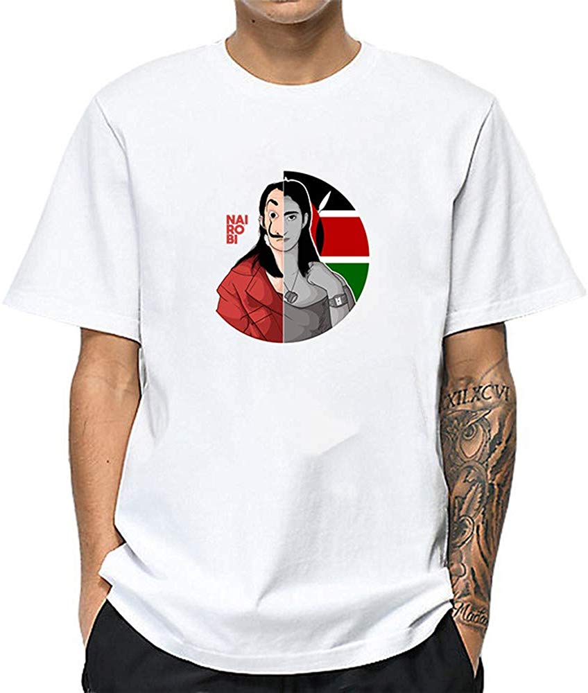 La Casa De Papel for Man Casual Print Short Sleeve Top£¨Style 2£© C-white T-Shirt