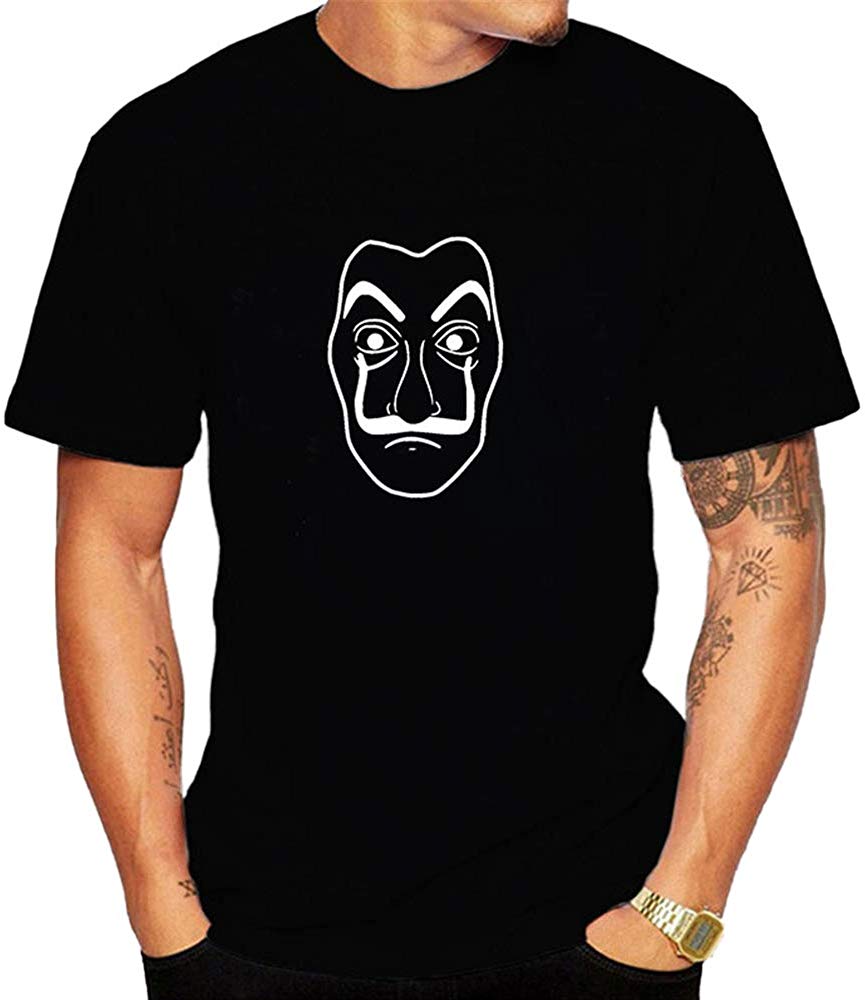 La Casa De Papel for Man Casual Print Short Sleeve Top£¨Style 2£© D-black T-Shirt