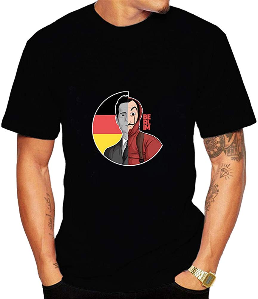 La Casa De Papel for Man Casual Print Short Sleeve Top£¨Style 2£© G-black T-Shirt