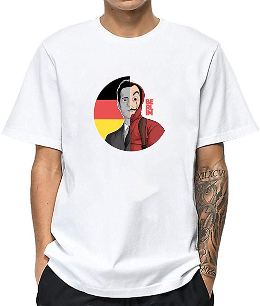 La Casa De Papel for Man Casual Print Short Sleeve Top£¨Style 2£© G-white T-Shirt