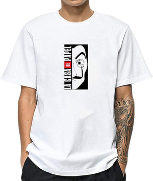 La Casa De Papel for Man Casual Print Short Sleeve Top£¨Style 2£© H-white T-Shirt