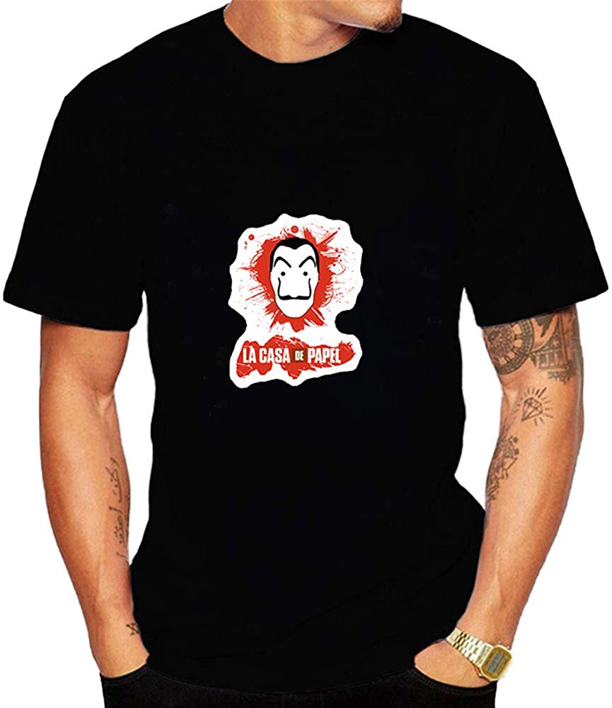 La Casa De Papel for Man Casual Print Short Sleeve Top£¨Style 2£© I-black T-Shirt