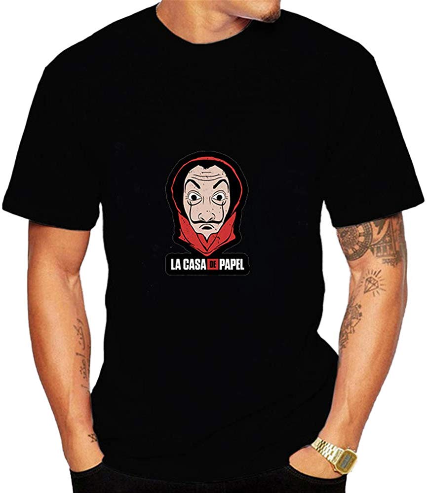 La Casa De Papel for Man Casual Print Short Sleeve Top£¨Style 2£© J-black T-Shirt