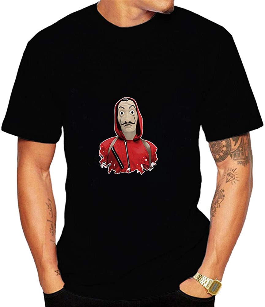 La Casa De Papel for Man Casual Print Short Sleeve Top£¨Style 2£© L-black T-Shirt