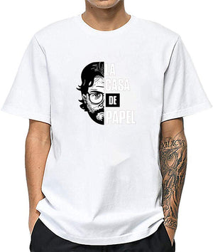 La Casa De Papel for Man Casual Print Short Sleeve Top£¨Style 2£© M-white T-Shirt