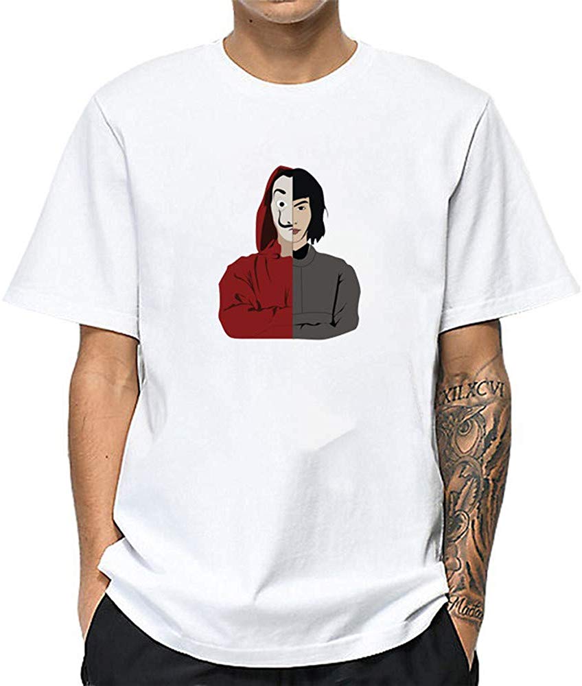 La Casa De Papel for Man Casual Print Short Sleeve Top£¨Style 2£© N-white T-Shirt