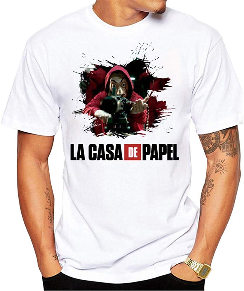 La Casa de Papel Man's Casual Street Style Printed Top(Style 3) style03 T-Shirt