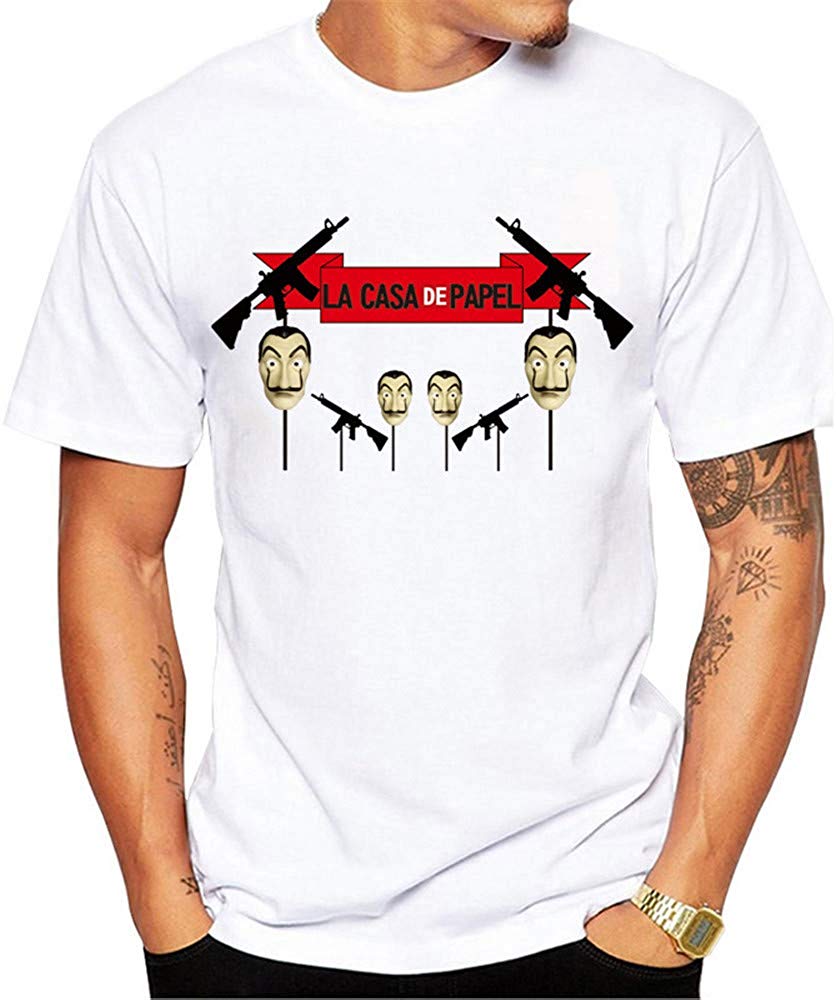 La Casa de Papel Man's Casual Street Style Printed Top(Style 3) style07 T-Shirt