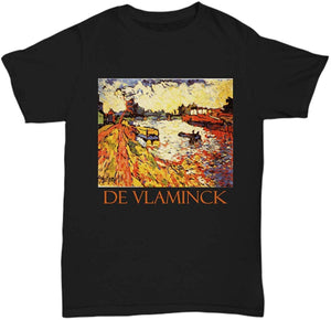 La Seine a Chatou by Maurice de Vlaminck Unisex Black T-Shirt