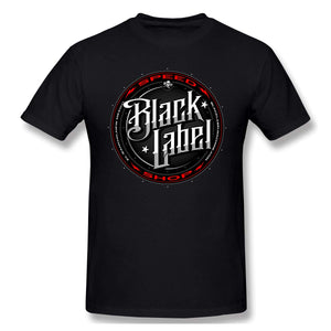 Label Men's New Short Sleeve Basic Cotton Black T-Shirt