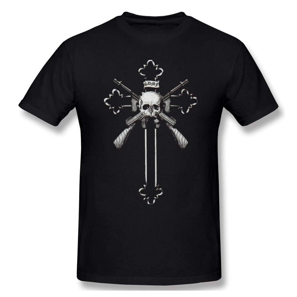Label Society Men New Short Sleeve Basic Cotton Black T-Shirt