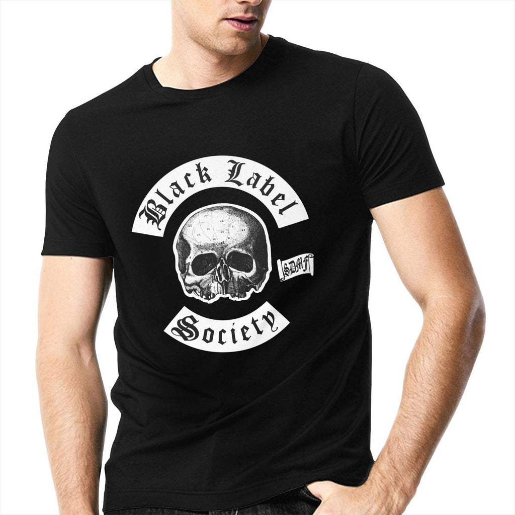 Label Societyfor Men Cotton Crewneck Short Sleeve Casual Top Vest Black T-Shirt