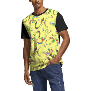 Lady Rainicorn Rainbow Unicorn Men's Round Neck Knit Sport Short Sleeve White-397 T-Shirt