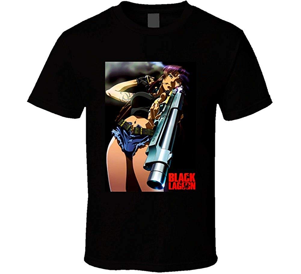 Lagoon Anime Mens Print Short Sleeve Cool black T-Shirt