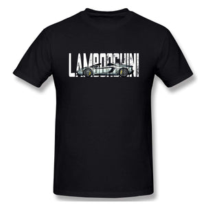 Lam-borghini-2 Cotton Short Sleevefor Mens Travel Gym wihte T-Shirt