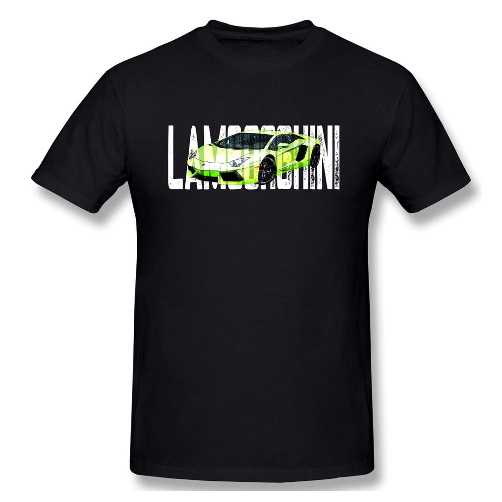 Lam-borghini-6 Cotton Short Sleevefor Mens Travel Gym Black T-Shirt