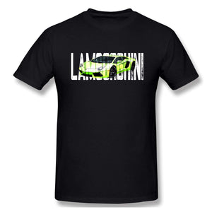 Lam-borghini-6 Cotton Short Sleevefor Mens Travel Gym Black T-Shirt