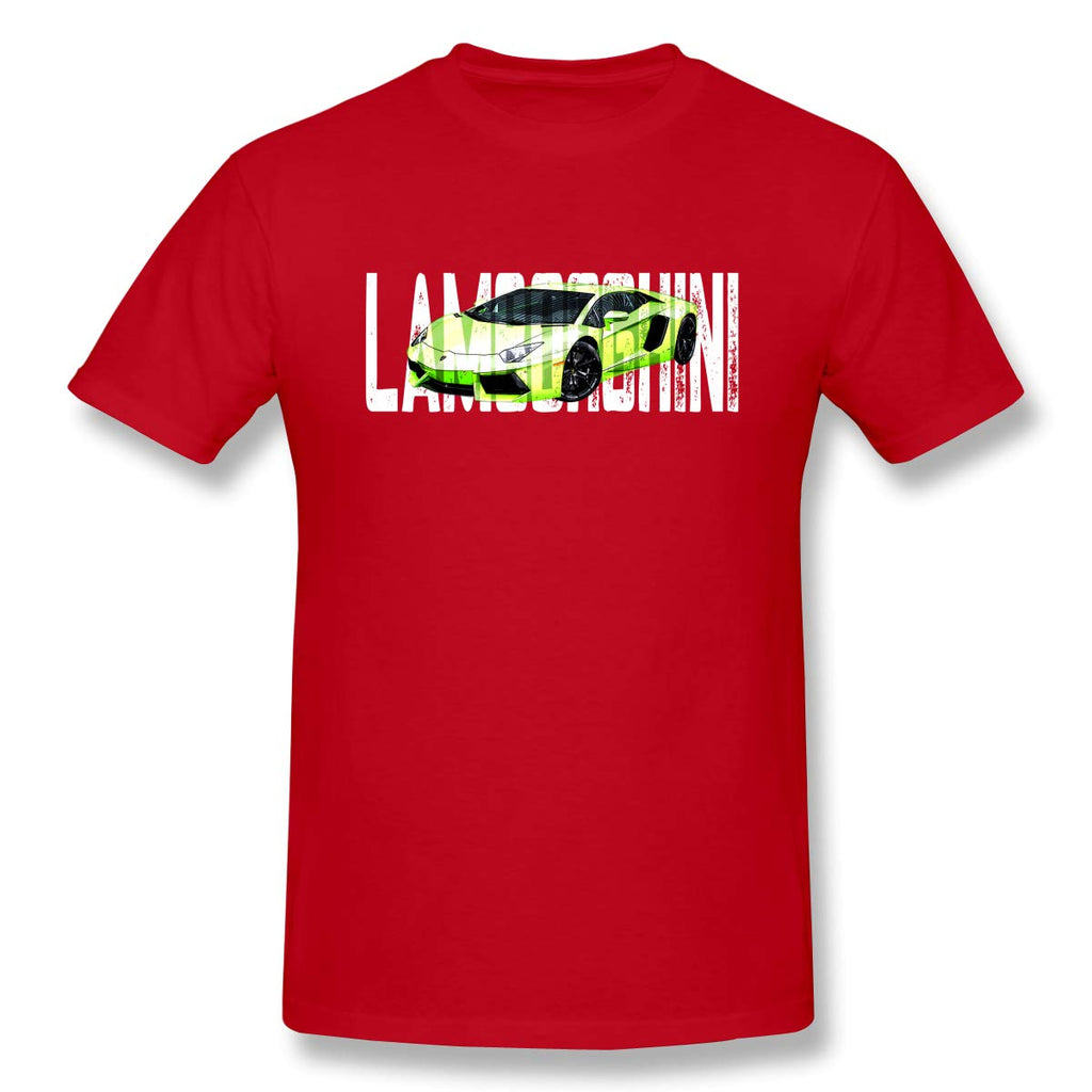 Lam-borghini-6 Cotton Short Sleevefor Mens Travel Gym Red T-Shirt