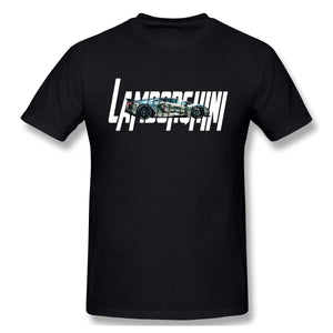 Lamb-orghini-11 Cotton Short Sleevefor Mens Travel Gym Black T-Shirt