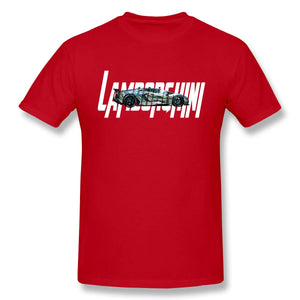 Lamb-orghini-11 Cotton Short Sleevefor Mens Travel Gym Red T-Shirt