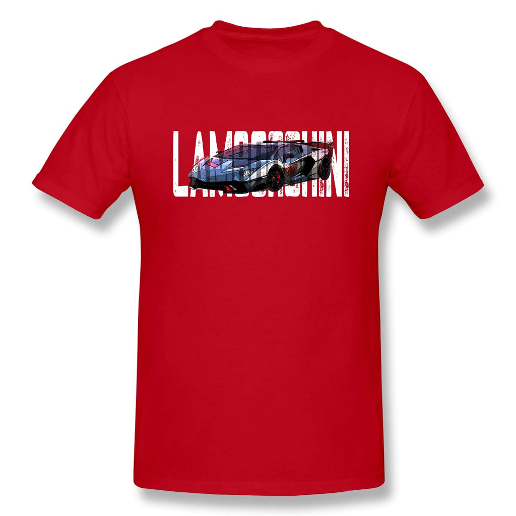 Lambor-ghini-1 Sof Short Sleevefor Mens Travel Gym Red T-Shirt