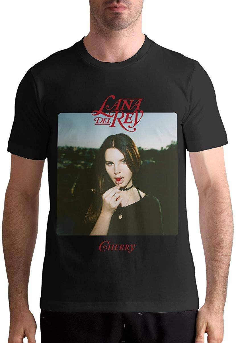 Lana Del Rey Men's Short-Sleeved Round Neck Cotton Black T-Shirt