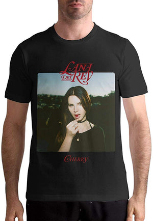 Lana Del Rey Men's Short-Sleeved Round Neck Cotton Black T-Shirt