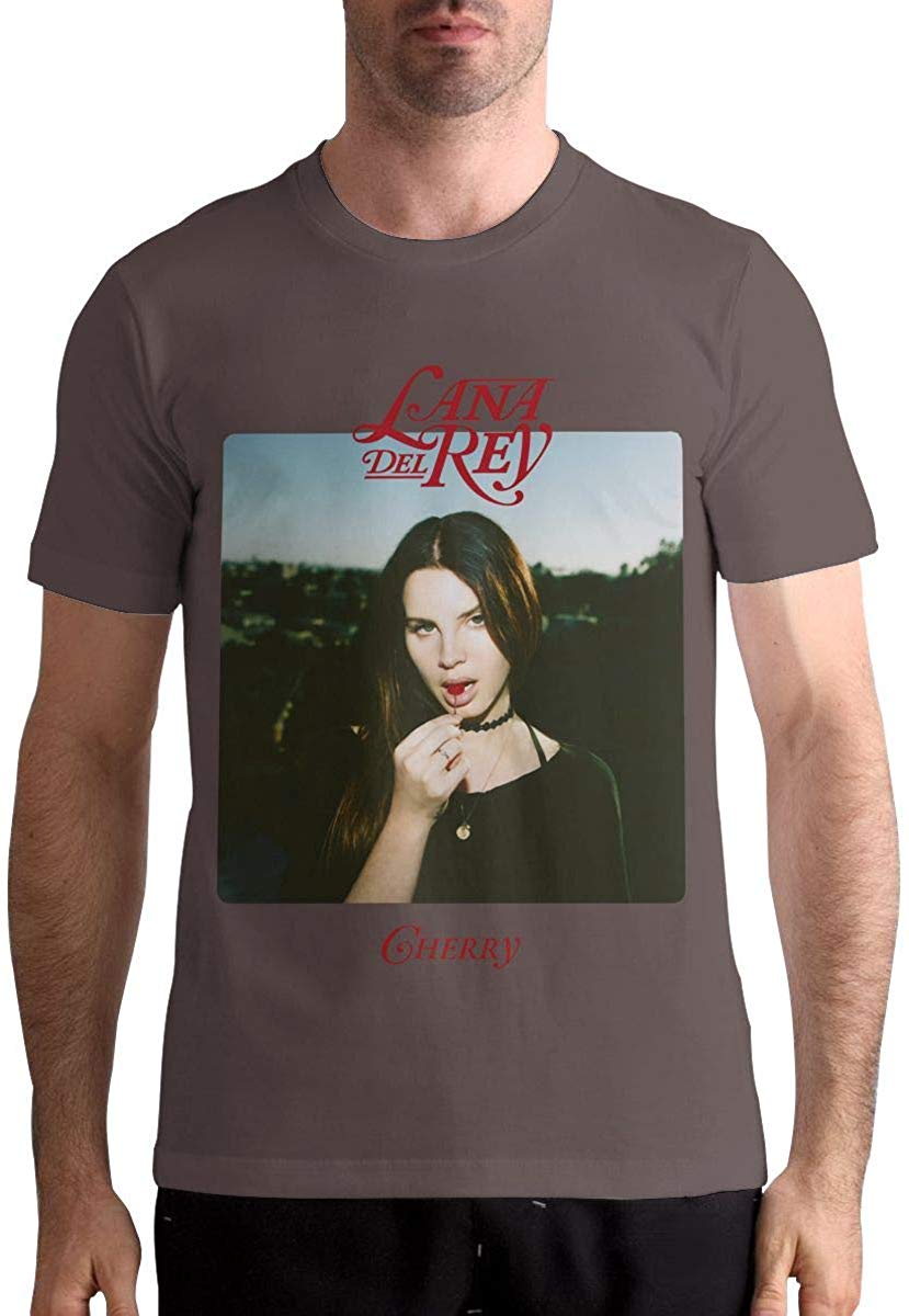 Lana Del Rey Men's Short-Sleeved Round Neck Cotton Coffee T-Shirt