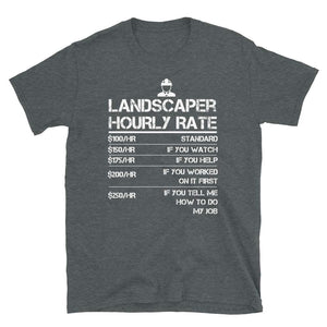Landscaper Hourly Rate Funny Giffor Men Labor Rates Dark Heather T-Shirt