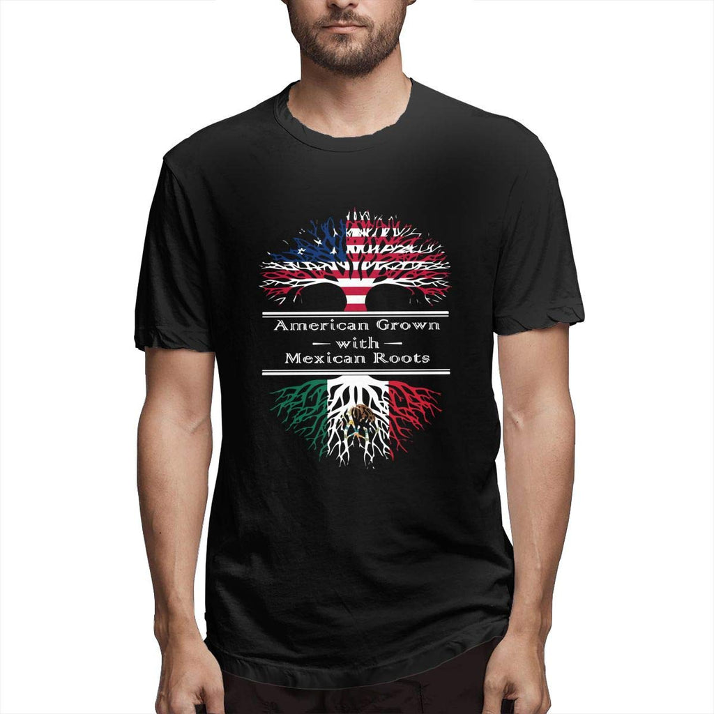 Latest Gentleman Short Sleeve American Grown Mexican Roots Summer Clothes Topsfor Men Black T-Shirt