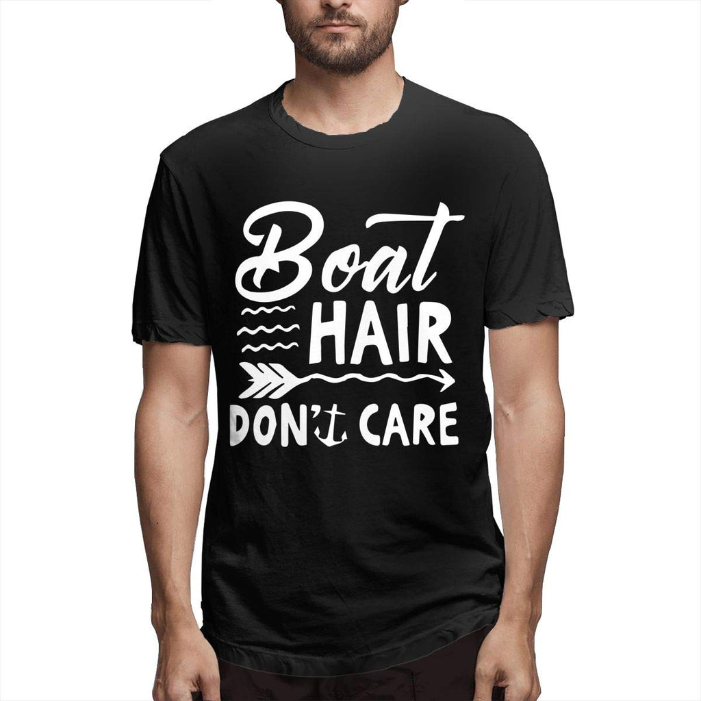 Latest Gentleman Short Sleeve Boat Hair Don't Care Summer Clothes Topsfor Men Black T-Shirt