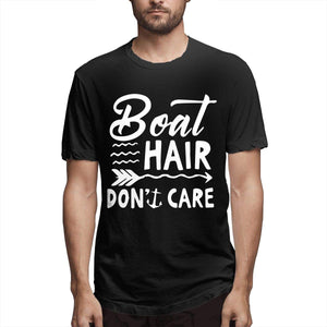 Latest Gentleman Short Sleeve Boat Hair Don't Care Summer Clothes Topsfor Men Black T-Shirt