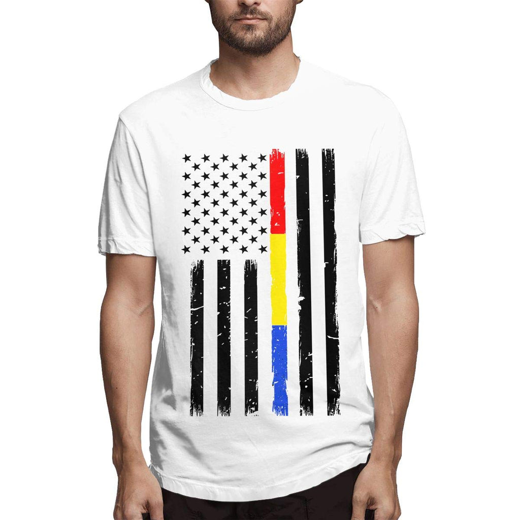 Latest Gentleman Short Sleeve Thin Line Flag Summer Clothes Topsfor Men White T-Shirt