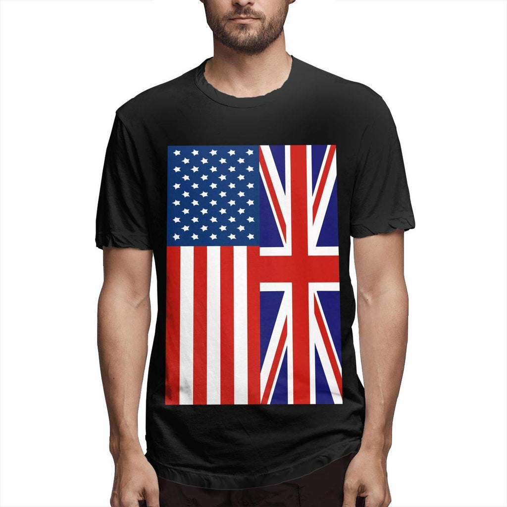 Latest Male Short Sleeve British American Flag Summer Clothes Topsfor Men Black T-Shirt