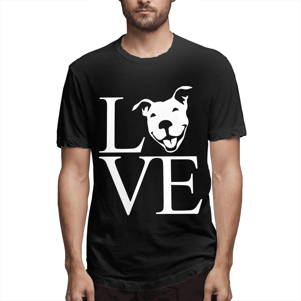 Latest Male Short Sleeve Love Pit Bull Summer Clothes Topsfor Men Black T-Shirt
