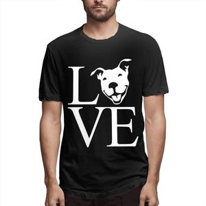 Latest Male Short Sleeve Love Pit Bull Summer Clothes Topsfor Men Black T-Shirt