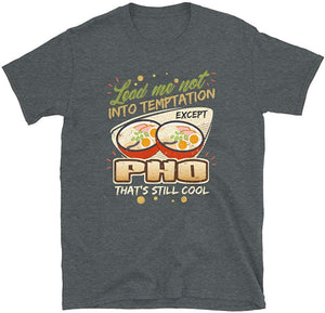 Lead Me Not Into Temptation Except Pho That's Still Cool Dark Heather T-Shirt