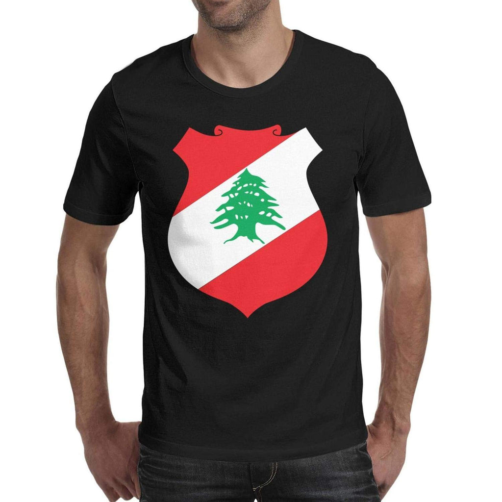 Lebanon Coat of Arms Tree Mens Crew Neck Musically Short Sleeve Black-49 T-Shirt