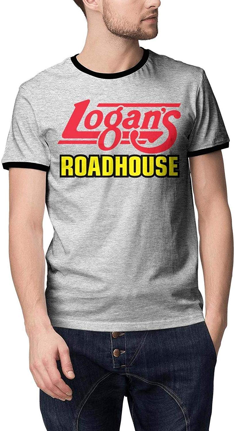 for Men Cable Logan's Roadhouse Adult Perfomance Short Sleeve Grey-13 T-Shirt