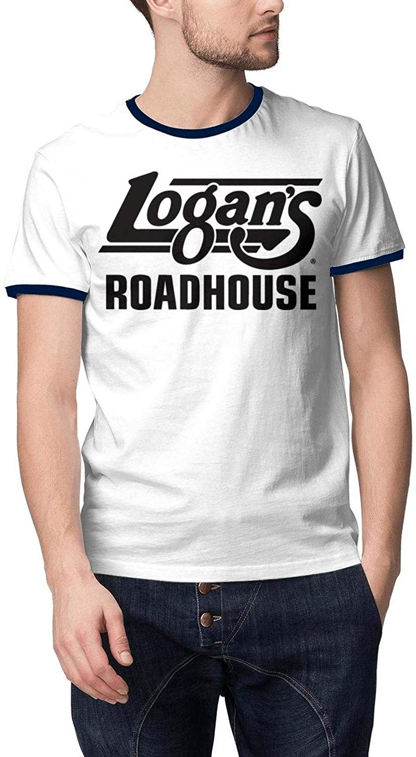 for Men Cable Logan's Roadhouse Adult Perfomance Short Sleeve White-11 T-Shirt