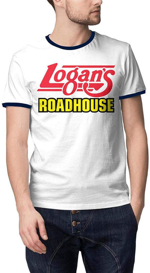for Men Cable Logan's Roadhouse Adult Perfomance Short Sleeve White-12 T-Shirt