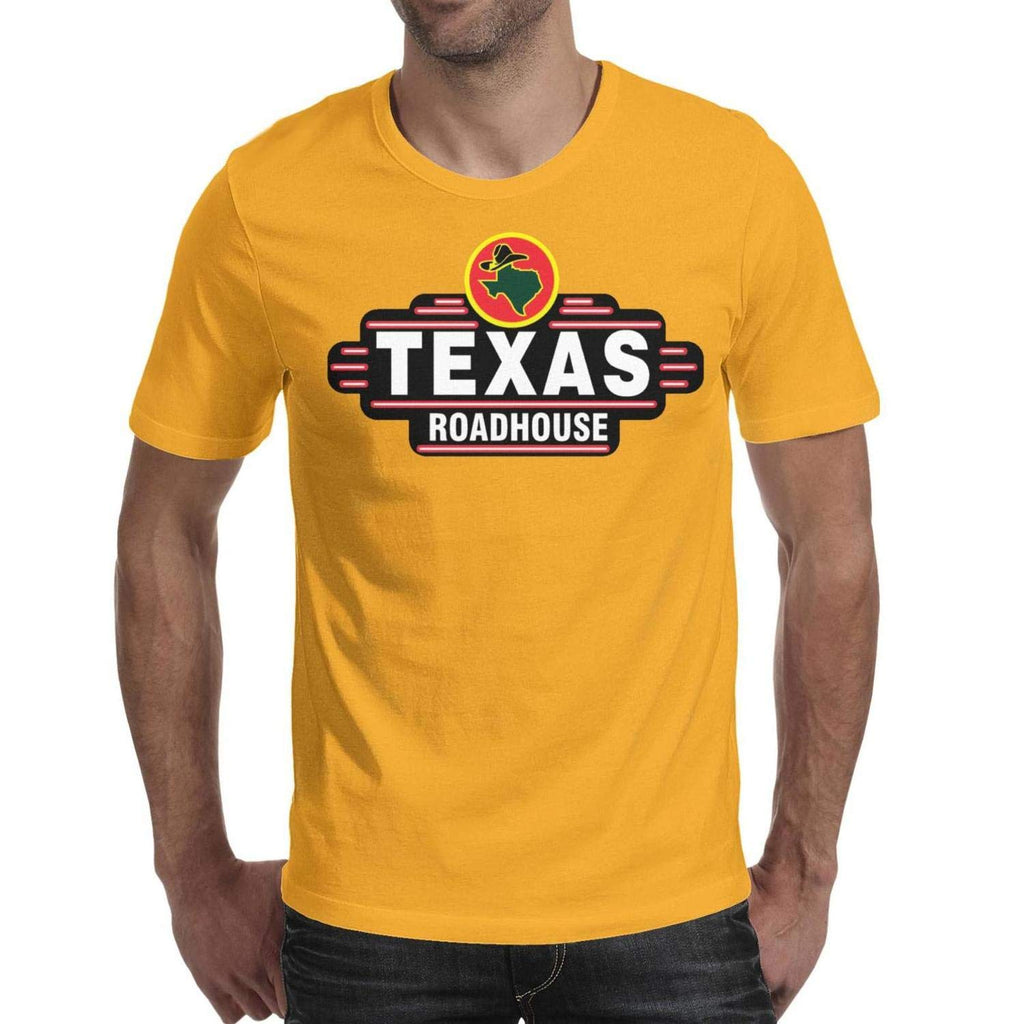 for Men Cotton Texas Roadhouse Linen Cross Train Short Sleeve Yellow-25 T-Shirt
