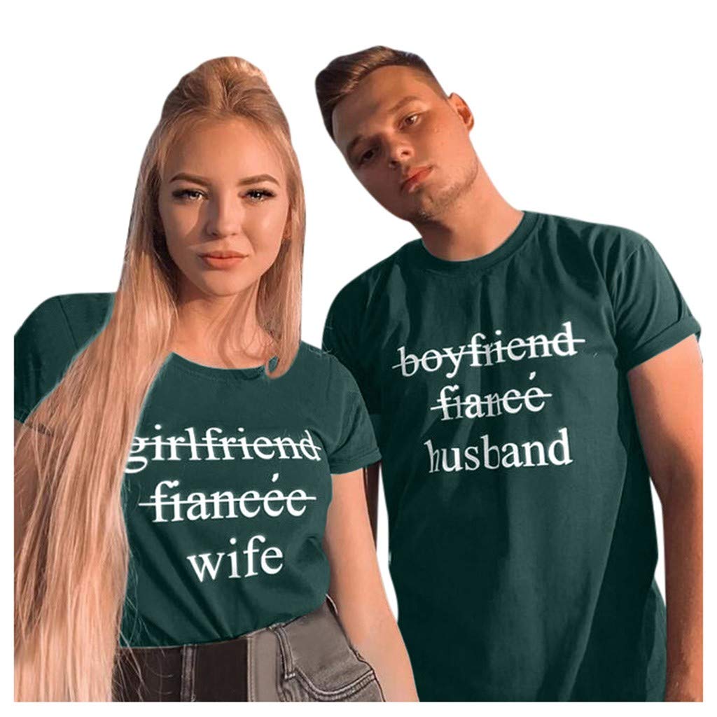 for Men Couples Lovers Valentine's Day Short Sleeve Love Letter Print Men # Army Green T-Shirt
