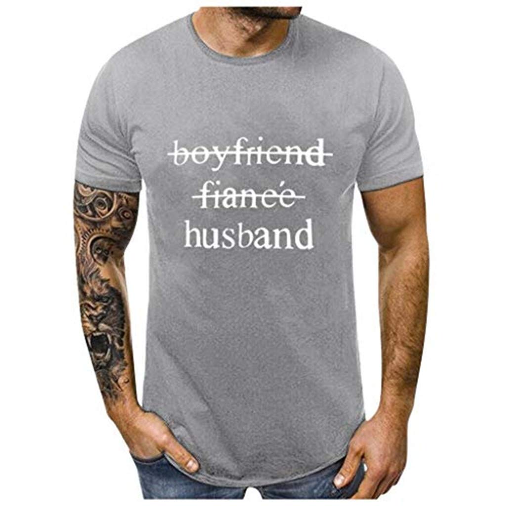 for Men Couples Lovers Valentine's Day Short Sleeve Love Letter Print Men # Gray T-Shirt