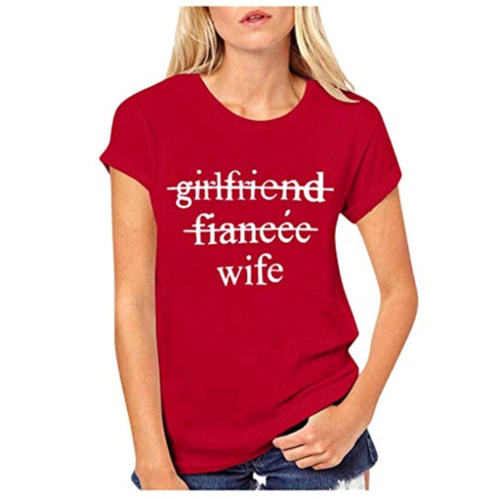 for Men Couples Lovers Valentine's Day Short Sleeve Love Letter Print Women # Red T-Shirt