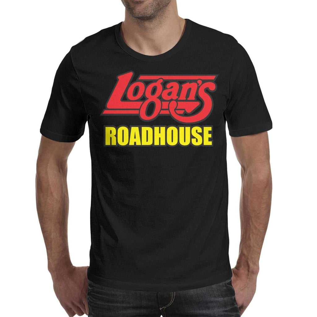 for Men Graphic Logans Roadhouse Washed Printed Short Sleeve Black-18 T-Shirt