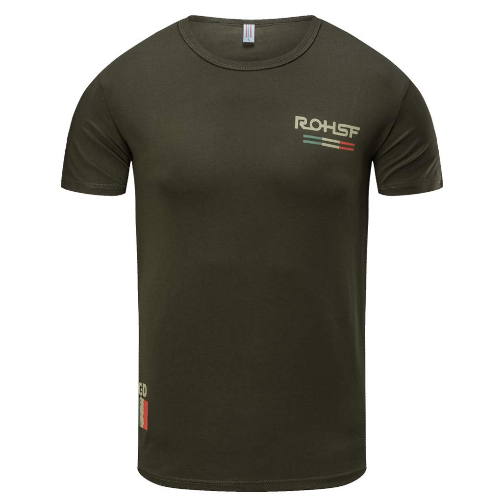 for Men Plus Size Spring Summer RPSHF Printing Round Neck Short Sleeve Green T-Shirt