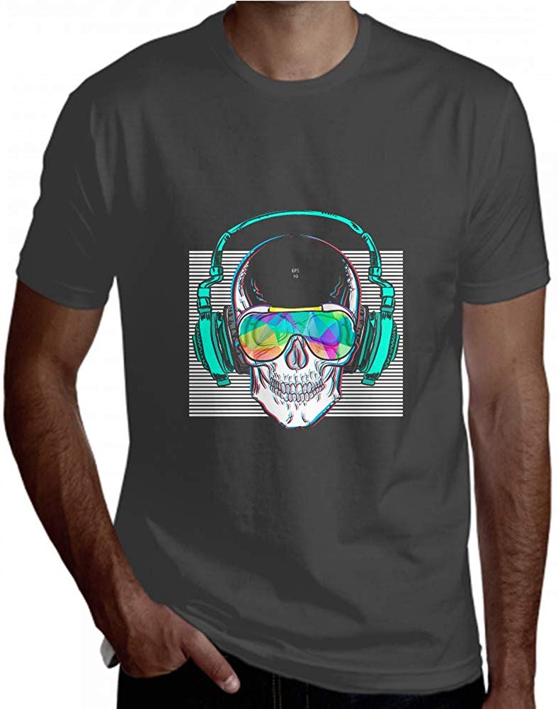 for Men Popular American Rock Head Skull Short Sleeve Vintage Deep Heather T-Shirt